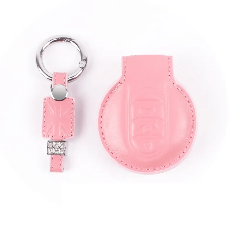 Leather Car Key Cover Shell Case Protection Bag for Mini Cooper JCW One F54 F55 F56 F60 with Keychain216J