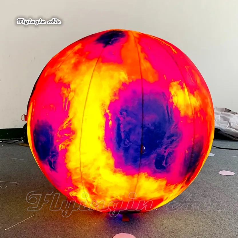 Lighting Inflatable Mars Customized LED Reddish Planet Orbiting The Sun Solar System Mars Balloon For Museum Decoration