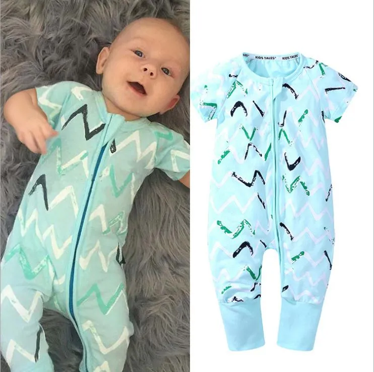 Baby Kurzärmel einteilige Strampler Baby Strampler Neugeborenes Kind Baumwolle Strampler Boy Girl gedruckt Overall Kids Kleidung Outfit