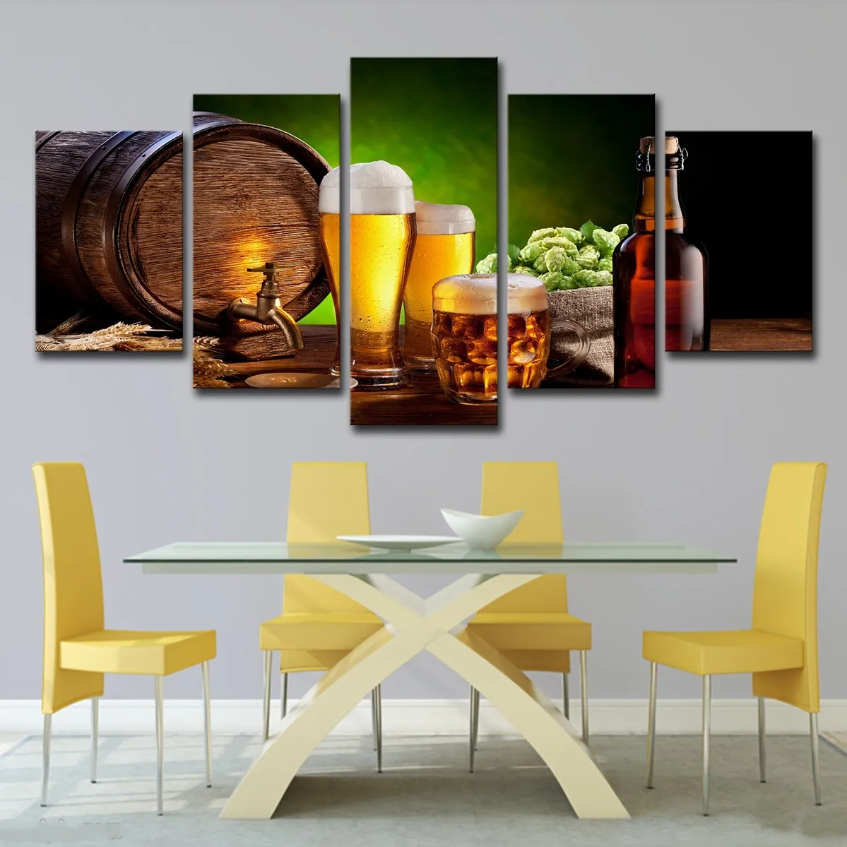 Canvas Beer Wall Decor 5pcs HD Prints Bar Pub Man Cave Decor