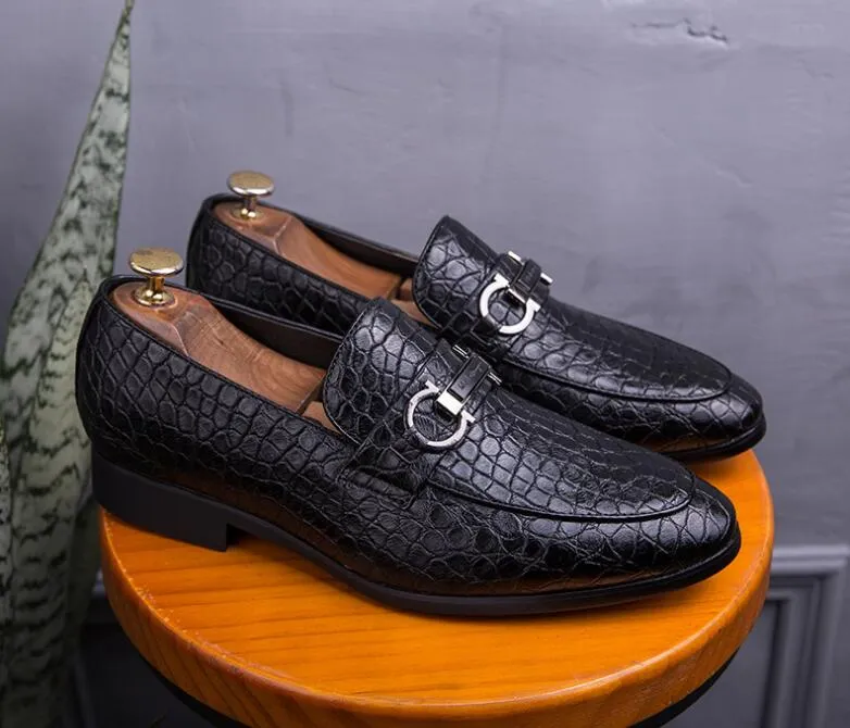 High Quality Mens Dress Shoes Business Formal Wedge Heel Loafers Low Top Slip On Casual Leather Lazy fake Shoes for Men