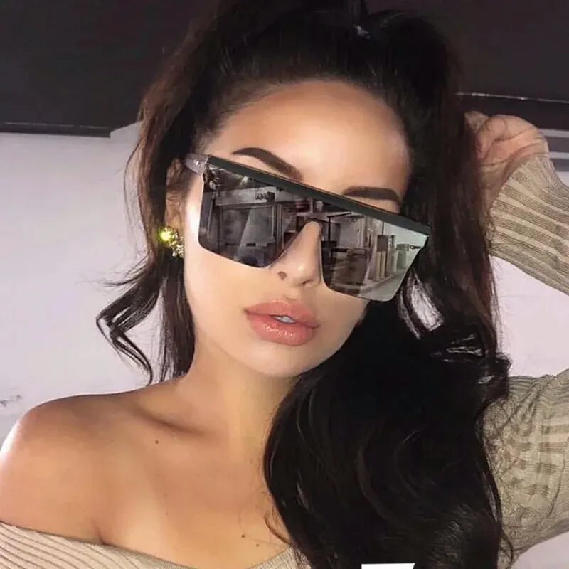 Wholesale-luxury sunglasses women sunglasses 2019 Oversized Sunglasses Transparent New Designer Men Vintage Flat Top Eyewear UV400