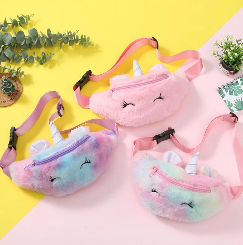 Riñonera con estampado de unicornio de dibujos animados para mujer y niña,  bolso de cintura con