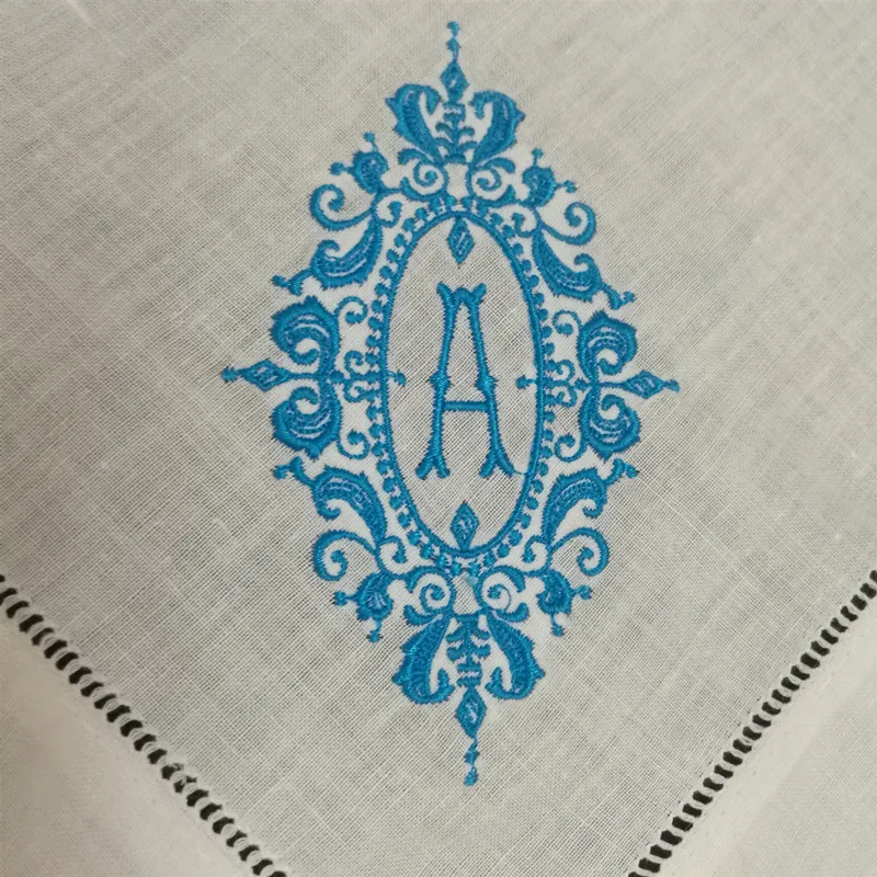 Uppsättning av 12 fshion bord servetter linne hemstitch bord middag servetter 20x20-tum monogrammed första te servetter