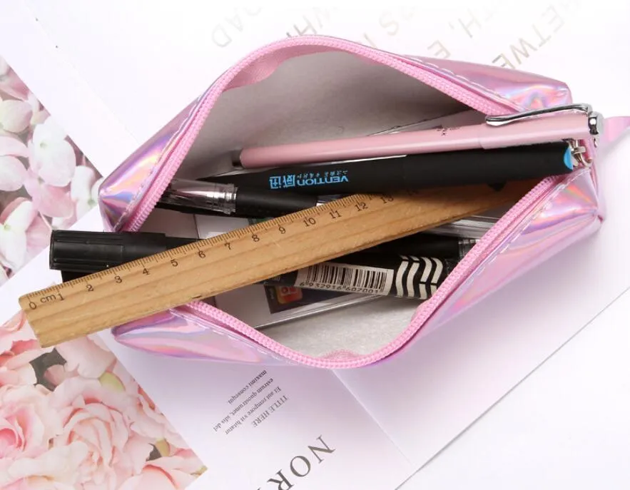 Clear Holographic Aesthetic Pencil Case Study Supplies 