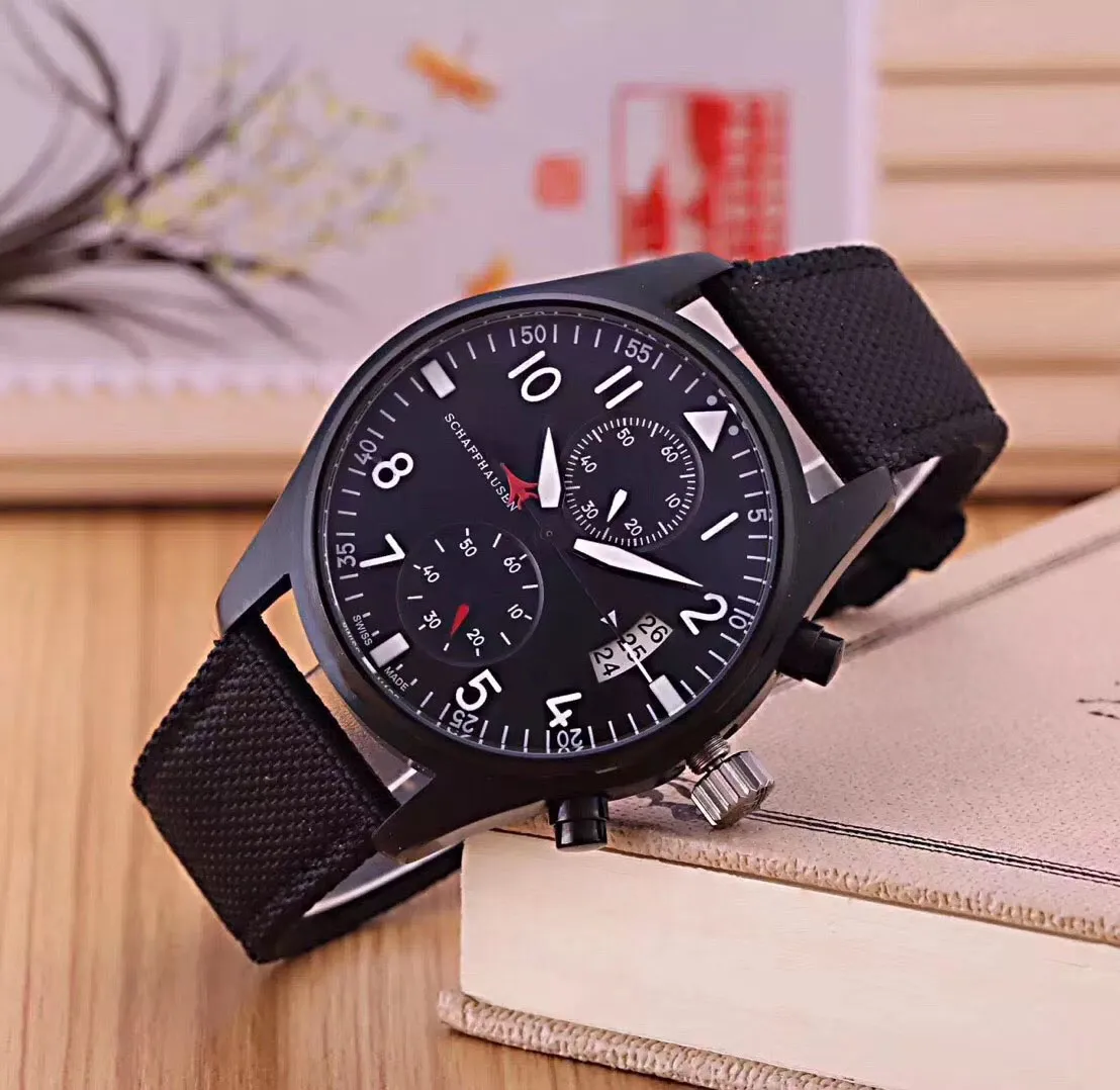 2019 nuevo reloj mecánico de lujo automático para hombre, reloj de cuero de diseñador, reloj automático de lujo Spitfire Pilot, fecha automática Wat262i