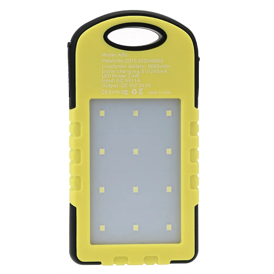 Cargador de batería impermeable de potencia solar universal portátil con cargador de linterna LED externo para todas las celdas 1447459