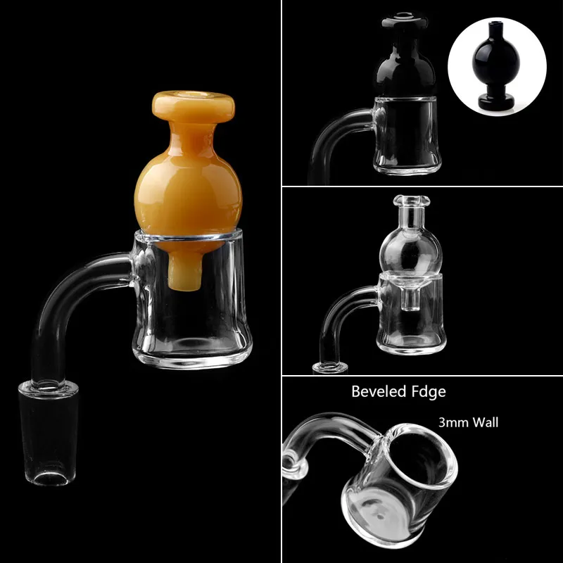 Borda chanfrada 3mm Evan Shore Fumar Quartzo Banger Com Tampa de Bolha de Vidro 10mm 14mm 18mm Masculino Feminino Quartzo Unhas Para Bongs De Vidro Dab Rigs