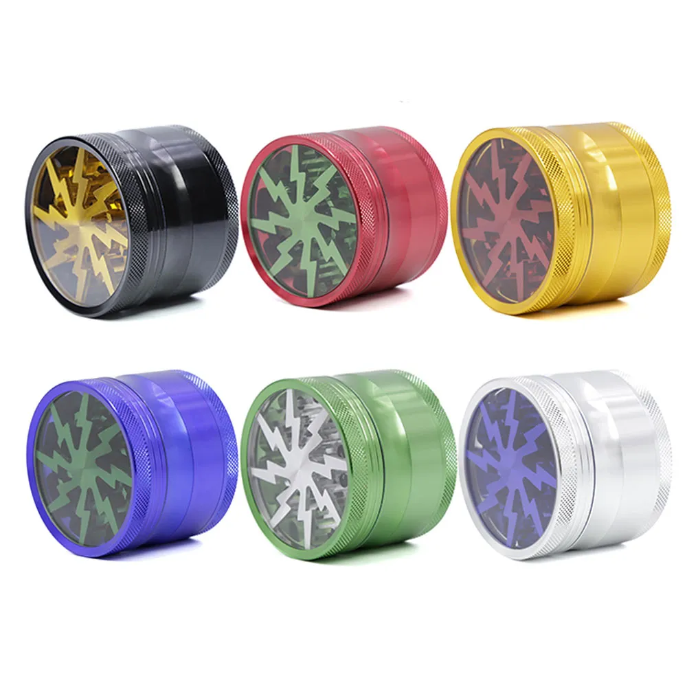 new 4 layers 63mm grinder aluminium alloy lightning tobacco smoking accessories herb grinders for hookah water glass pipe bong