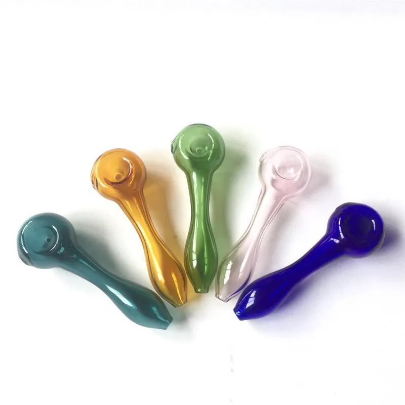 Wholesales 4 Inch Glass Pipes Smoking Pipe Hookah Tobacco Glass Spoon Pipe Colored Mini Glass Pipes Small Hand Pipes