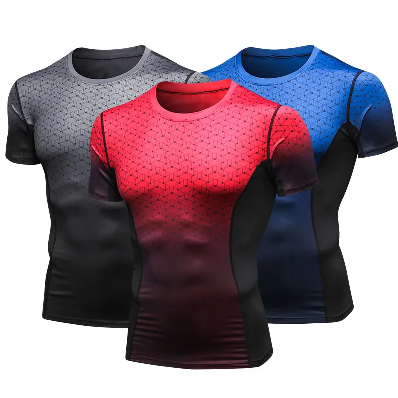 Hommes Gym chemise Sport t-shirt homme à manches courtes course Fitness basket-ball entraînement t-shirts Fitness séchage rapide hauts