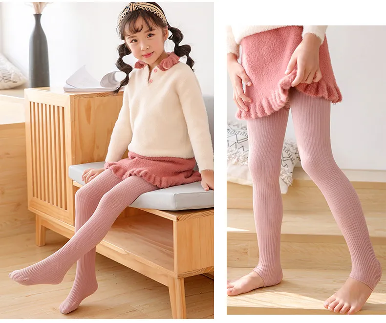Autumn Kids Tights Cotton Blend Girls Pantyhose Leggings with Reinforced Toes Various Colors
