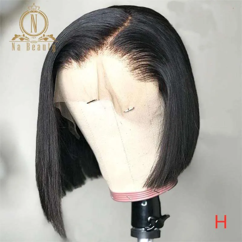 HD Transparent dentelle perruques courtes perruques de cheveux humains Stright Bob 13x6 dentelle avant perruque pour les femmes noires Remy cheveux pré-plumés Nabeauty