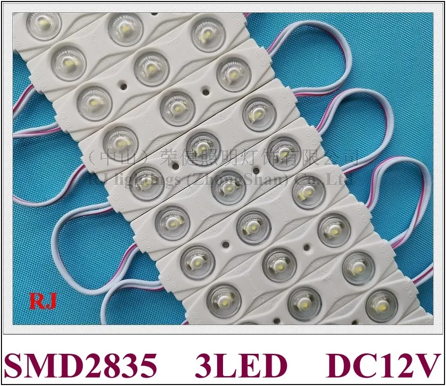 렌즈 SMD 2835 DC12V 3 LED 1.5W 150LM IP65 82mm x 18mm x 7mm 알루미늄 PCB CE Factory Direct Sale