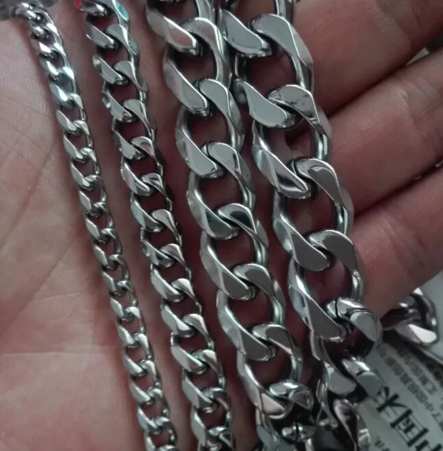 15 mm enorm tung 1840 tum ren rostfritt stål silver kubansk trottoarkedja halsband solida länkkedja smycken för män gåvor hög qual8485998