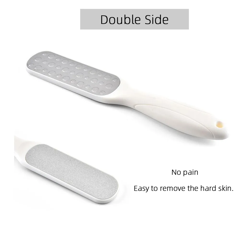 Dubbla sidor fot rasp hälfil hård huvud hud callus remover rostfritt stål instrument för pedicure fötter vårdverktyg