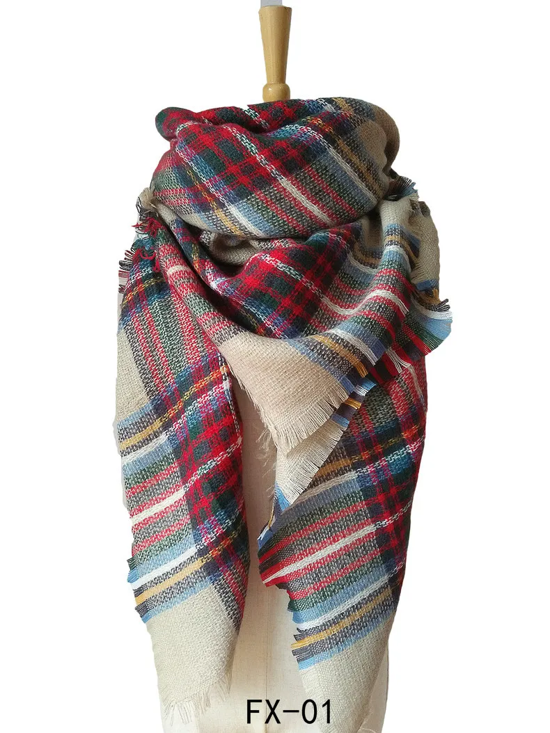 Écharpe Unisexe Hiver - Style Plaid Multicolore (Bleu/Rouge/Noir) - Matière Douce Type Cachemire - Occasion