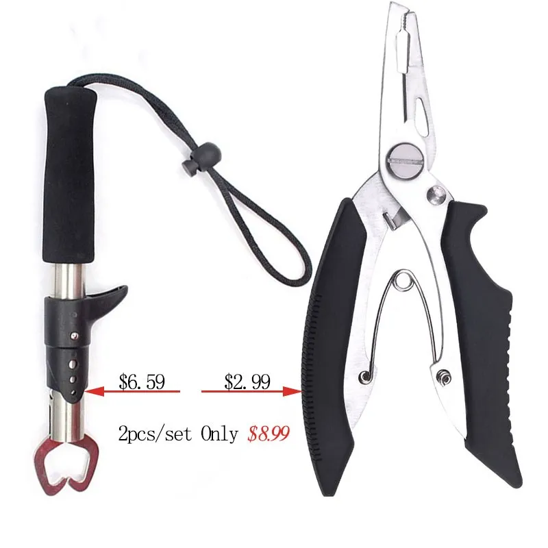 Fish Grip&Plier Nipper Snip Fishing Lure Pincer Scissor Cutter Lipgrip Remove Hook Tackle Tool