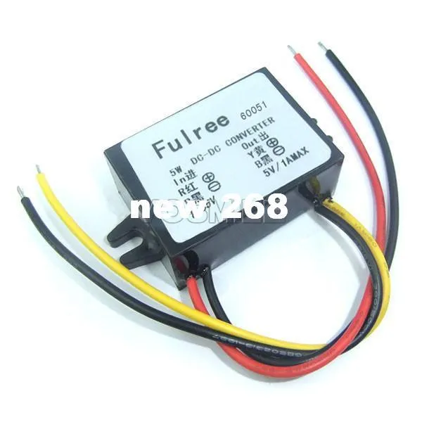 Freeshipping 20 pcs Mini DC-DC8V-55Vto 5V1A Buck Power Converter 5 W Step-Down Regulador De Voltagem Voltímetro Car / Motocicleta de Alimentação # 200375