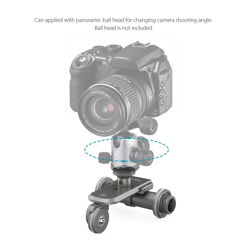 PP06 Motorized Electric 3-Wheel Video Pulley Car Dolly Rolling Slider Skater for Canon DSLR Camera + Smartphone Holder