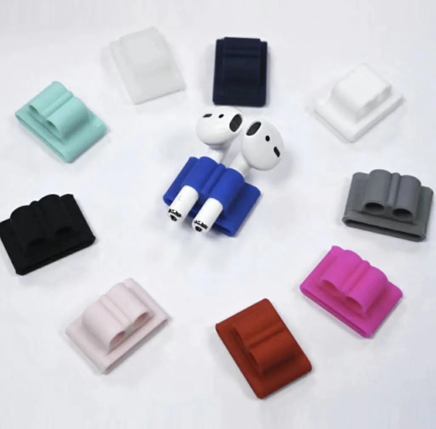 Soporte antipérdida de silicona para AirPods, funda de silicona portátil con correa antipérdida para Apple AirPod, accesorios