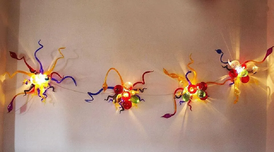 Nowoczesne oświetlenie ściany 100% Handmade Dmuchane szklane lampy ścienne Multi Color Crystal Mini Tanie Kinkiet Ściany LED do dekoracji sztuki
