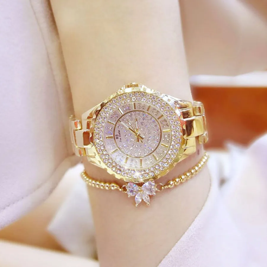 2018 Nytt Mode Topp Märke Lyx Klockor Dam Guld Diamant Silver Dam Armbandsur Dam Quartz Watch Guld Dam Klockor Y19062402