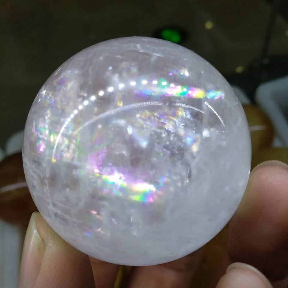 50mm klar optisk kalcit med regnbågar Sweet Iceland Spar Crystal Sphere Ball