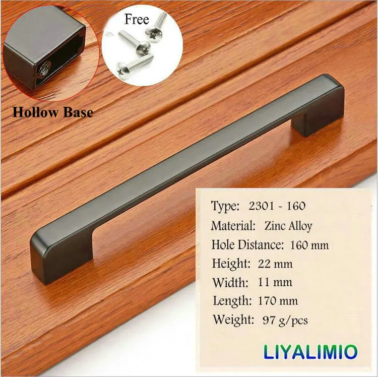 2301-160 Matte Black Cabinet Handles estilo americano Kitchen Cupboard porta puxa maçanetas de gaveta Moda Móveis Handle Hardware