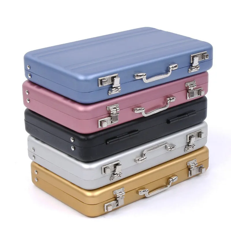 Rectangle Metal New Aluminum ID Credit Card Holder Storage Case Box Business Bank Card Holder stand Suitcase Shape Organizer