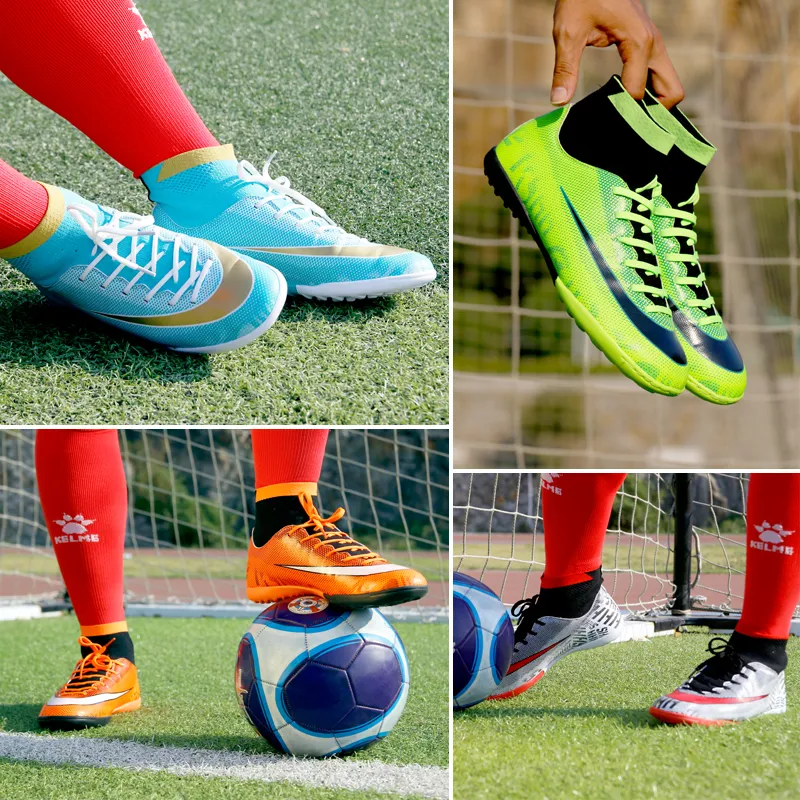 Zhenzu profesyonel erkekler erkek çim yüksek ayak bileği futbol ayakkabıları cleats futbol çizmeler çocuklar atletik sneakers chaussure de ayak