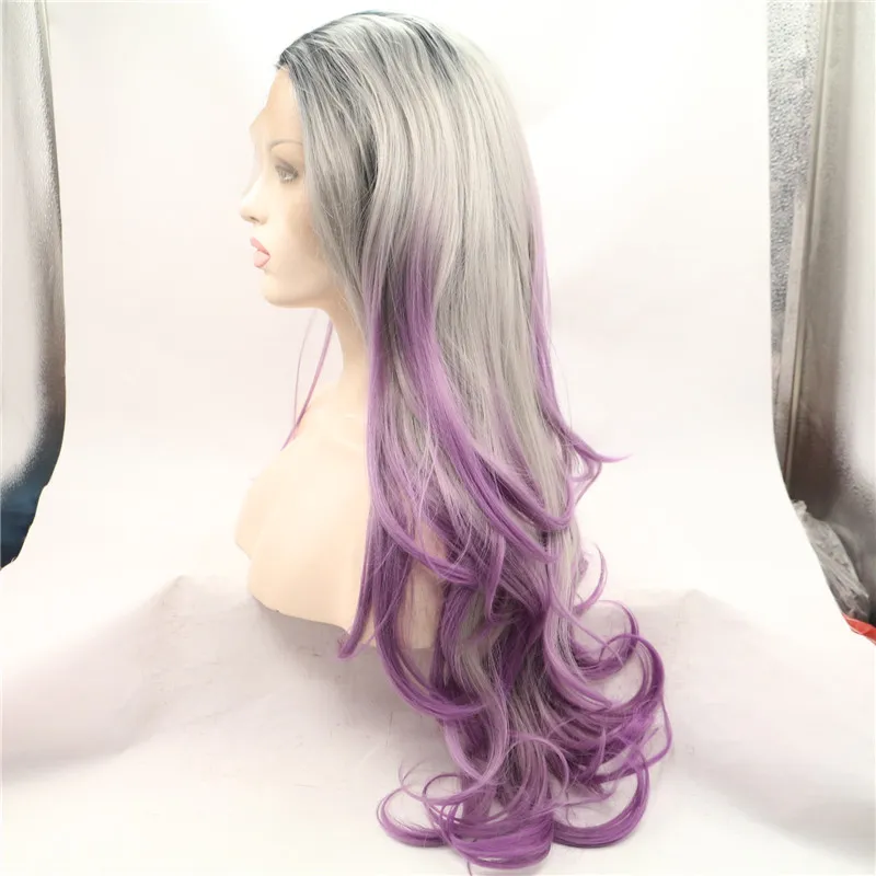 Grey purple ombre wig online