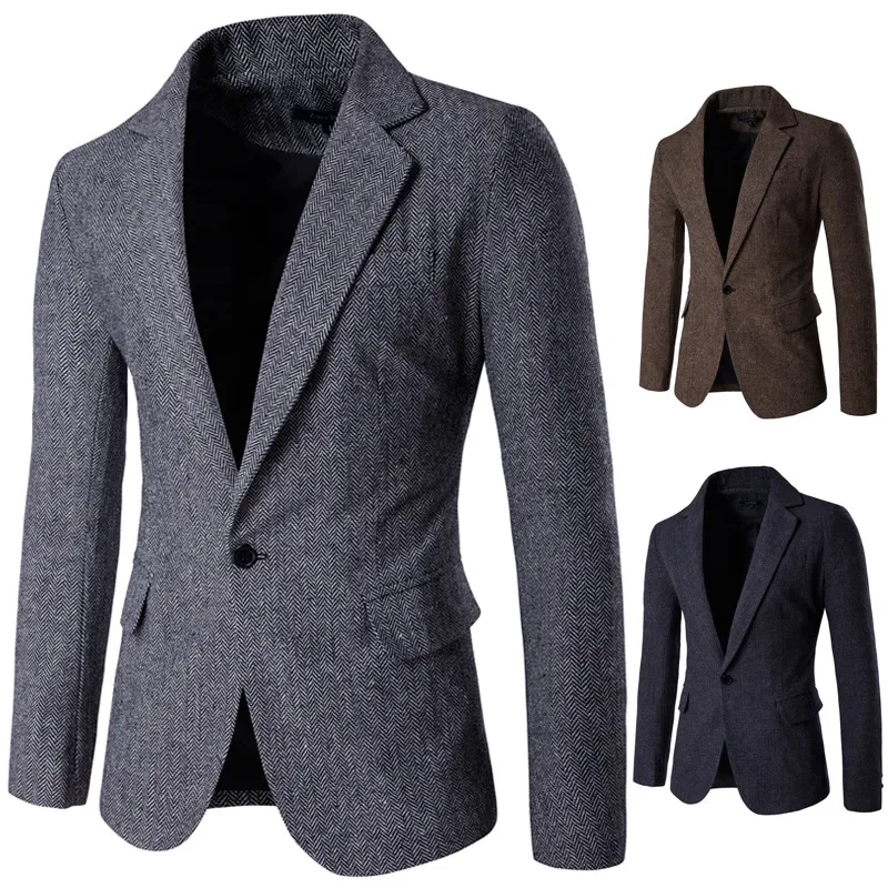 Winter Men's Blazer 2018 dubbelsidig koreansk casual jacka mäns dubbelsidig koreanska förstärkta jacka enkelknapp kostym