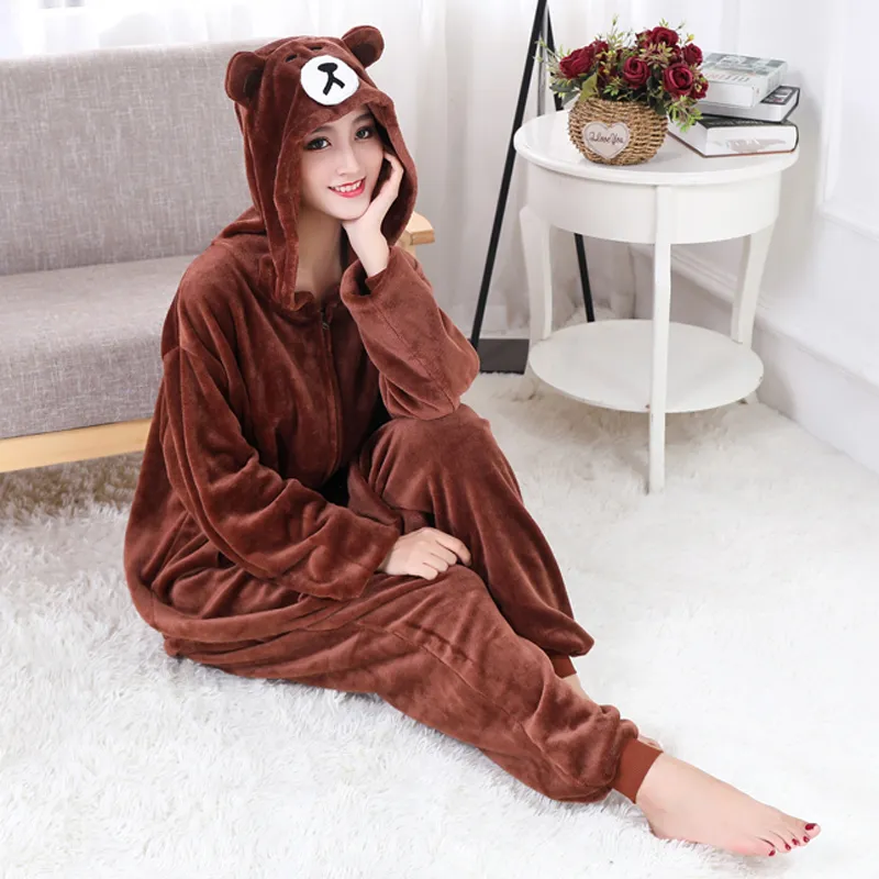 Brown Bear Onesies xxl 슈트 200cm 지퍼 onesie for women pijamas 남성 성인 동물 만화 잠옷 할로윈 코스프레 팬시 슈트 T200111