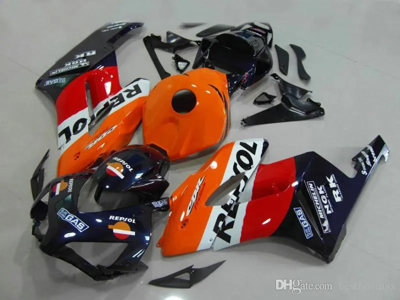 Gratis Anpassade Fairings för Honda CBR1000RR 2004 2005 Orange White Injection Mold Fairing Kit CBR 1000 RR 04 05 DD26