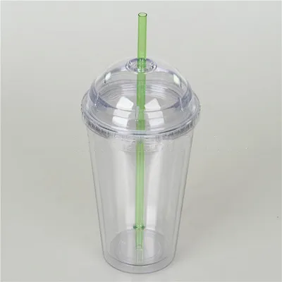 20oz Plastic Tumbler Acylic Drink Tumbler Geïsoleerde Dubbelwandig met gebogen deksel Tumbler Dubbelwandig met deksel en stro