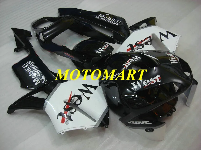 Kit de Carenagem da motocicleta para HONDA CBR600RR CBR 600RR 2003 2004 CBR 600F5 CBR600 03 04 ABS Branco preto Carimbos conjunto + presentes HM09