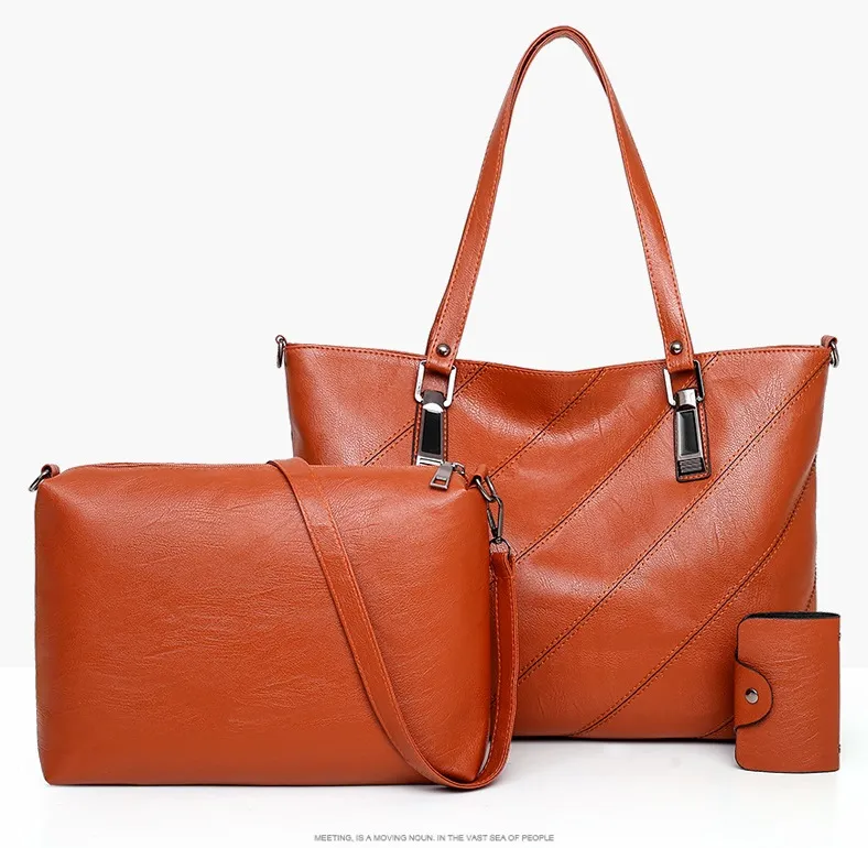 Элегантные женские сумки-тоут, минималистичный дизайн, большая вместительная сумка, композитная повседневная женская сумка из трех предметов на плечо