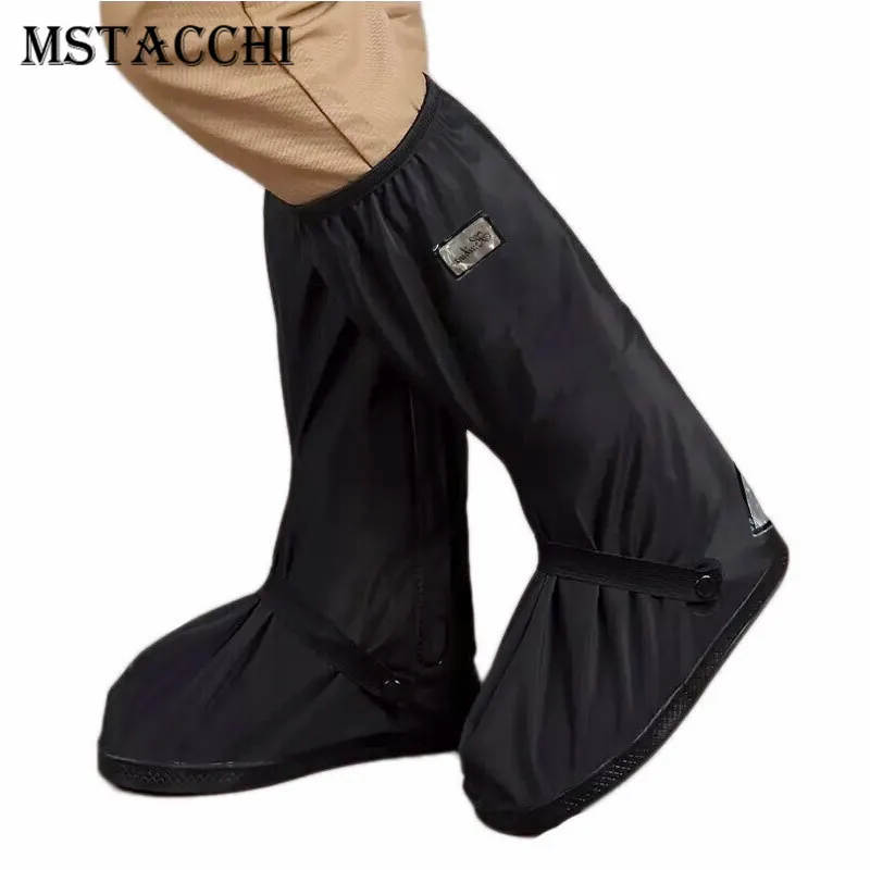 MStacchi Hommes Couvre-chaussures de pluie réutilisables Imperméable Loisirs Sport Homme Couverture mi-mollet Bottes imperméables Moto Chaussures d'eau T200630
