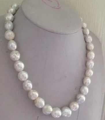 Envío Gratis >>>> noble joyería australiana de los Mares del Sur barroco blanco collar de perlas 10mm 12mm 14 k oro