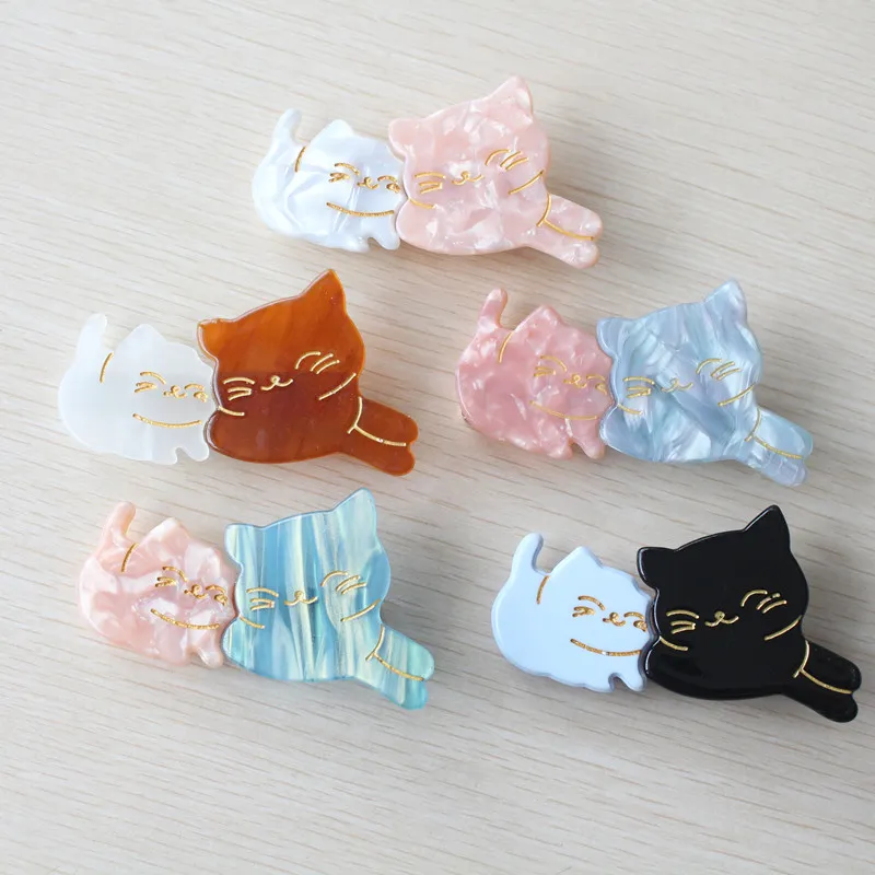 Großhandel Baby Essigsäure Haarnadeln 20pcs Cartoon Katze Kinder Haarklammern Frauen Kopfbedeckung süße Mädchen Acetat Blatt Haare Barrettes