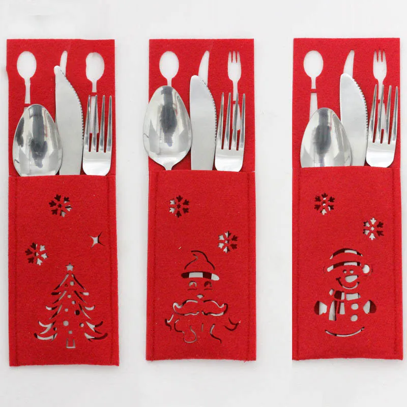 Christmas Decorations Knife And Fork Set Santa Snowman Tree Year