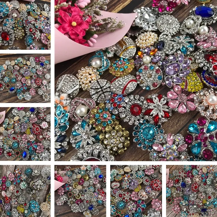 Hot 150pcs/lot Mix Many styles 18mm Metal Snap Button Charm Rhinestone Styles Button rivca Snaps Jewelry NOOSA button Home Decor 4909