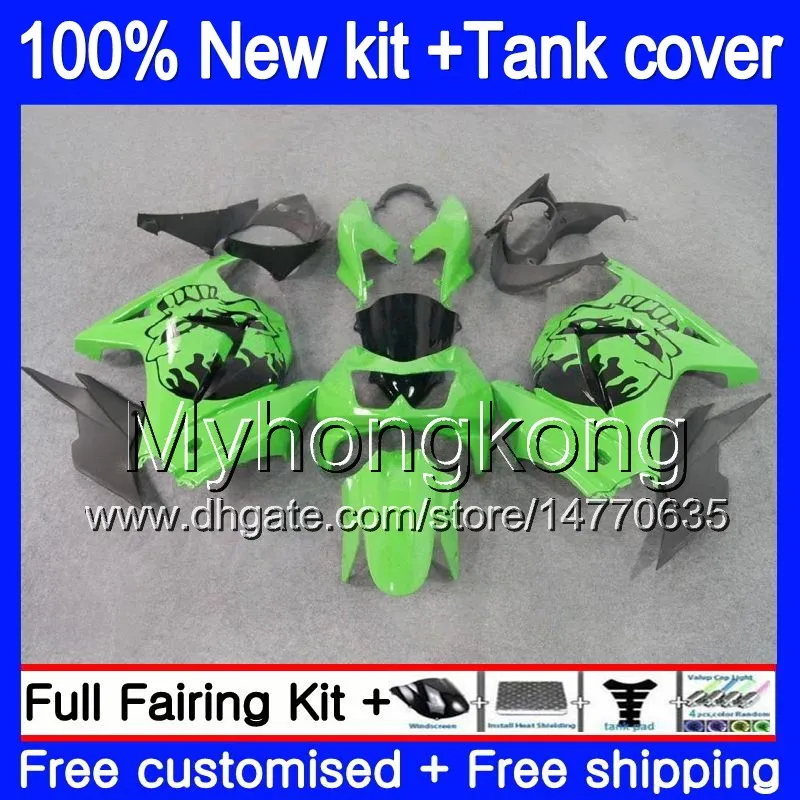 + Tank för Kawasaki ZX-250R EX-250 ZX250R 08 09 10 11 12 201MY.25 Skull Black EX250 ZX 250R ex 250 EX250R 2008 2009 2010 2011 2012 Fairings