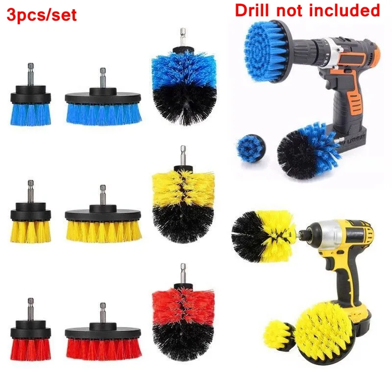 Power Scrub Brush Drill Cleaning Brush 3 pcs/lot For Bathroom Shower Tile Grout Cordless Power Scrubber Drill Attachment Brush JXW170