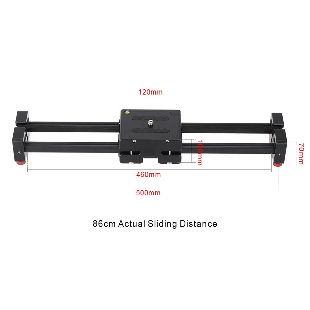 v2-500 Compact Retractable Track Dolly Slider 50cm Rail Shooting Video Camera Stabilizer med 1/4 