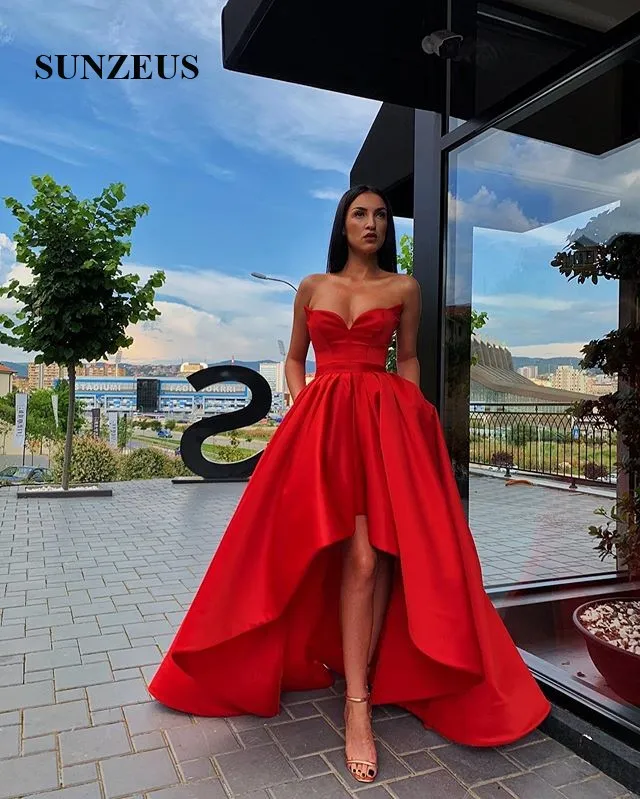 Red prom dress on sale short front long back