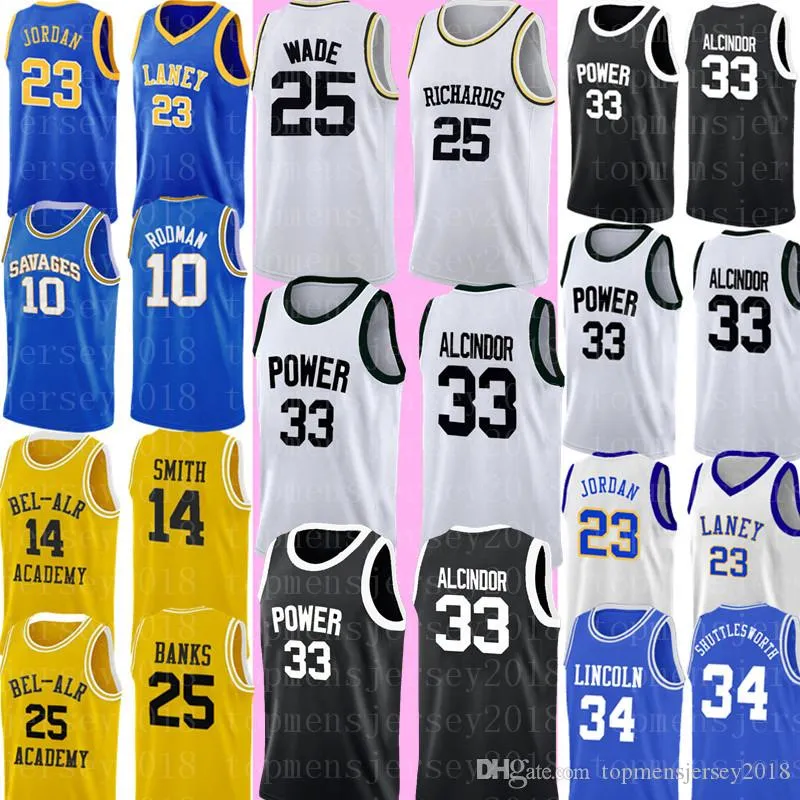 NCAA 25 Richards High School Wade Jersey Tanie Magia 33 Johnson College Koszykówka Jersey Szyte Logos S-XXL White 9889