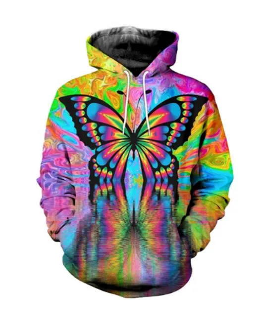 2020 Nouveau sweat-shirt de mode Hommes / femmes Sweats à capuche Butterfly Funny Print 3D Sweatshirts gratuits MH0369