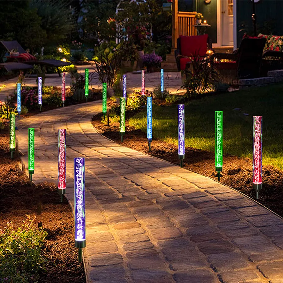 Luzes solares Outdoor Nova decoração acrílica luzes de bolha acrílica, multi-cor mudando luzes de jardim para pátio, caminho, decoração de jardim